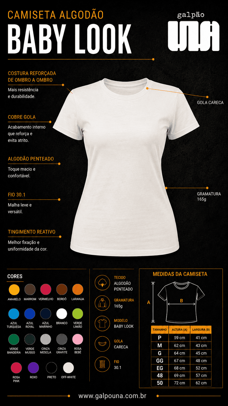 Ficha técnica Baby Look Algodão